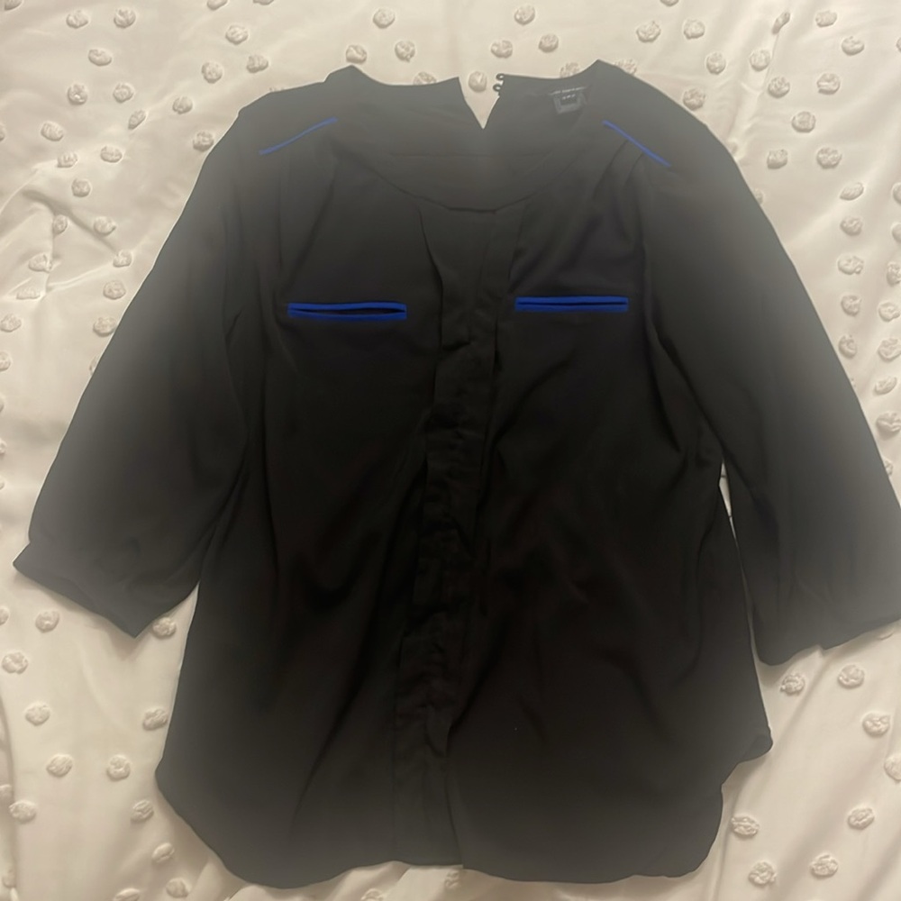 French Connection Black Top with Blue Accents